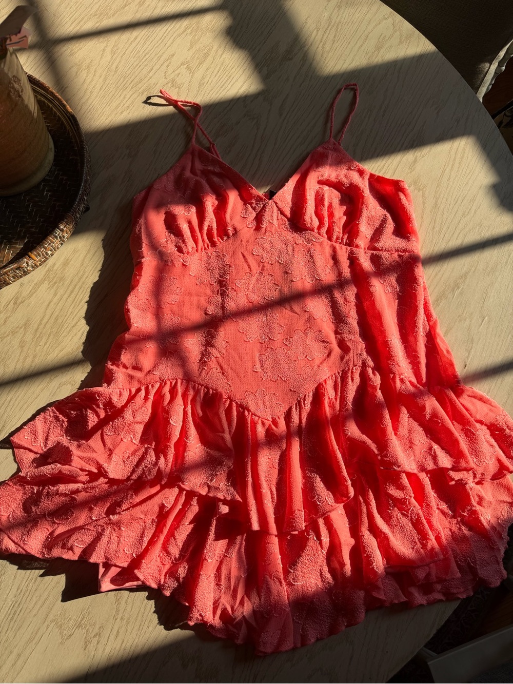 NWT 90s Spaghetti Strap Ruffled Mini Dress